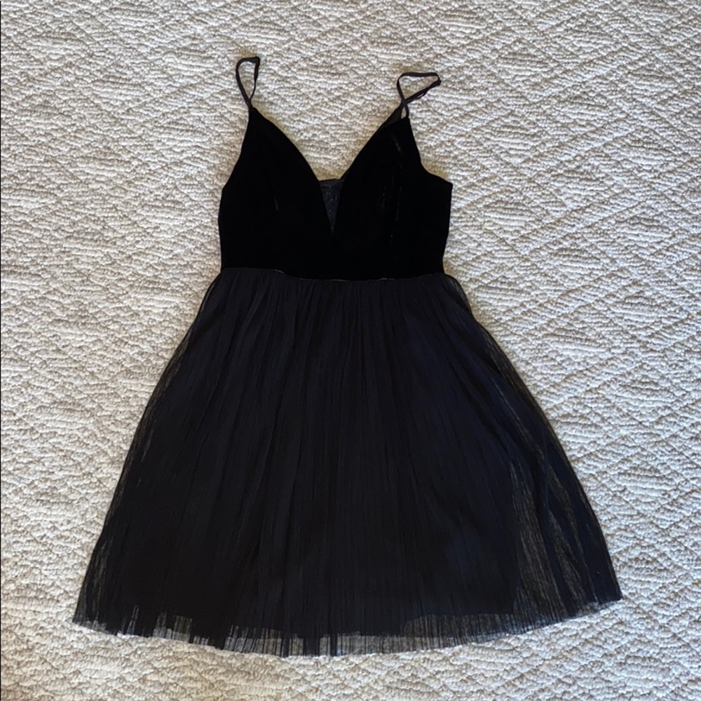 BCBGeneration Velvet Ruffle Sleeveless Dress